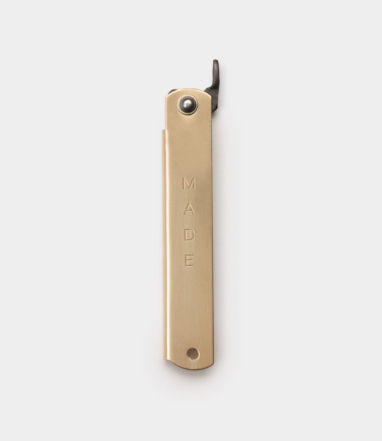A Little Doctor Stainless Wood bottle opener by Best Made Co, with the brand name engraved on its handle, is displayed against a plain white background.