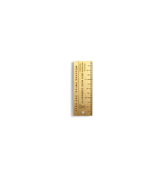 Measure Twice 3 inch Solid Brass Ruler Workshop Desk Best Made Co