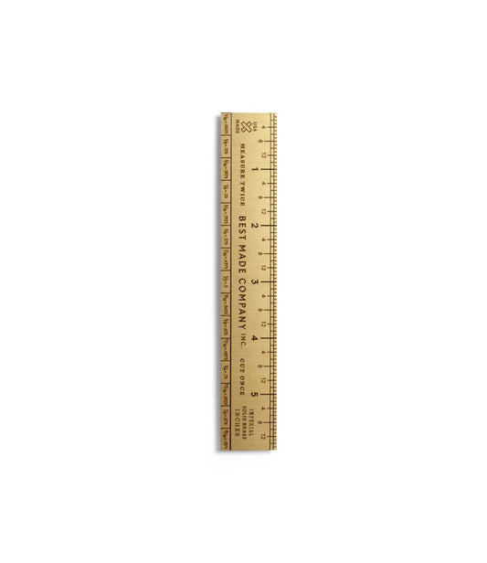 Measure Twice 6 inch Solid Brass Ruler Workshop Desk Best Made Co