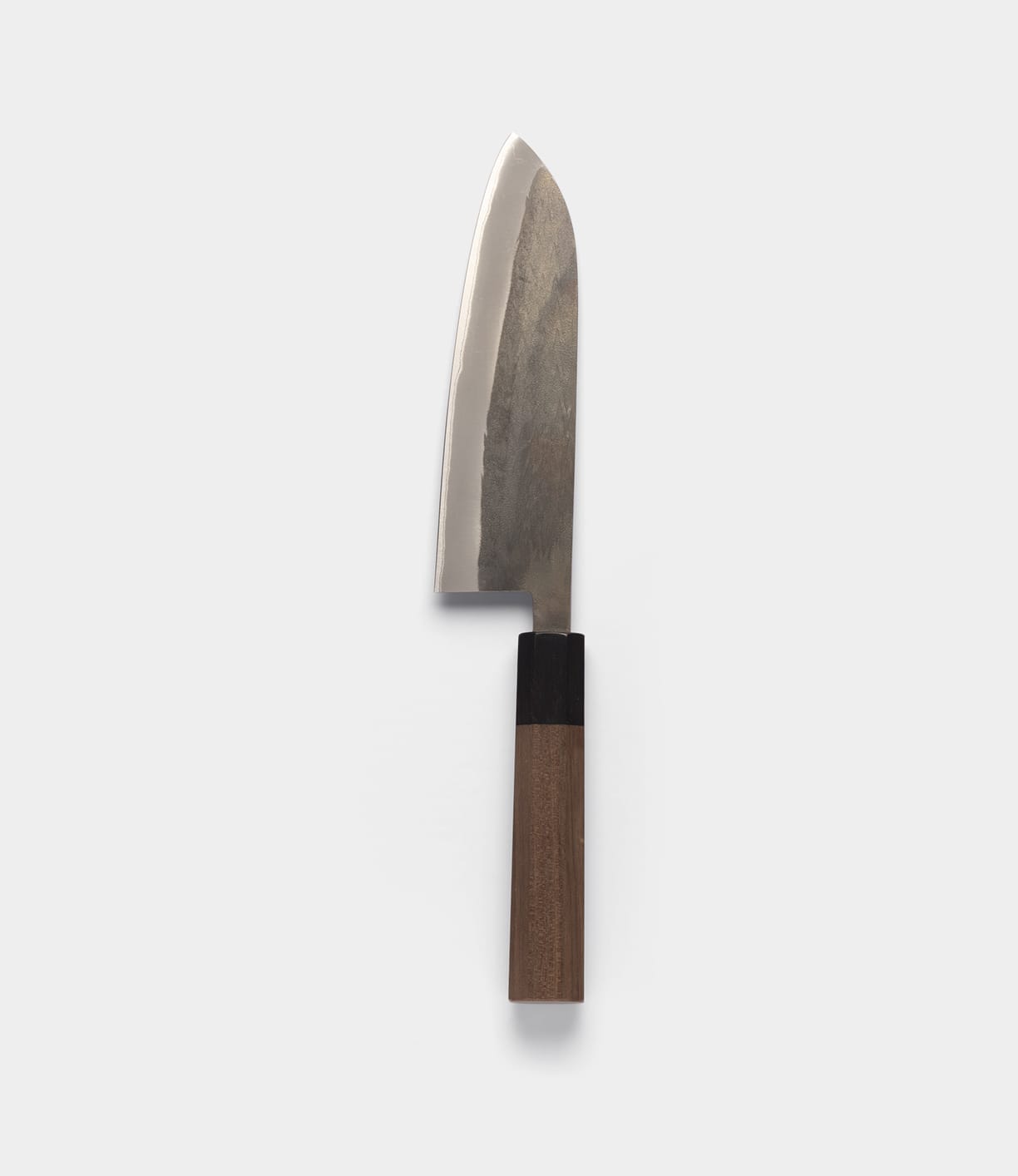 The Best Made Co. Aogami Santoku Knife features a wide Blue Paper Steel blade and a wooden handle, shown against a plain light gray background.