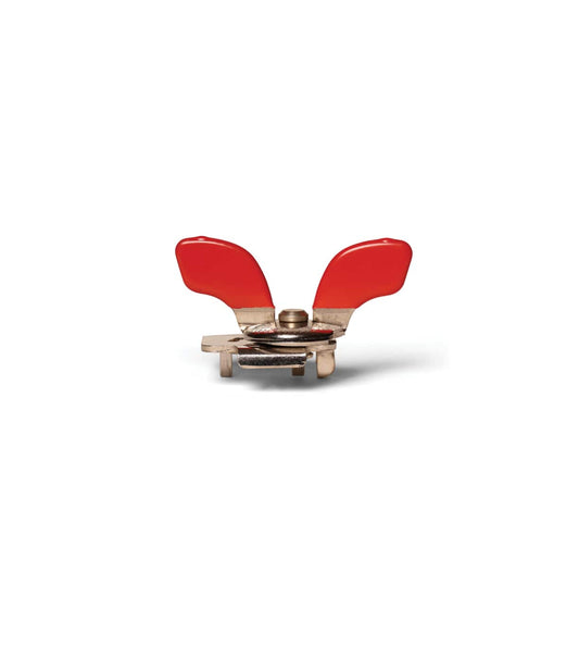 Nogent French Can Opener with two bright red wing-shaped handles.